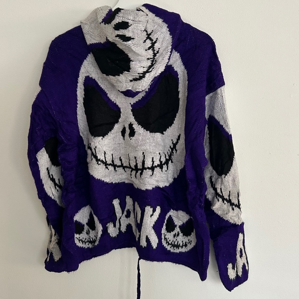 Purple Jack Skellington Disney Yarina Indigenous Hoodie Alpaca Medium M VTG - Picture 2 of 10